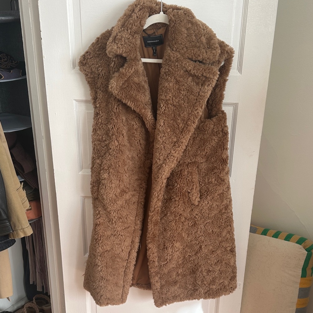 BCBGMaxAzria Luxurious Tan Faux Fur Vest